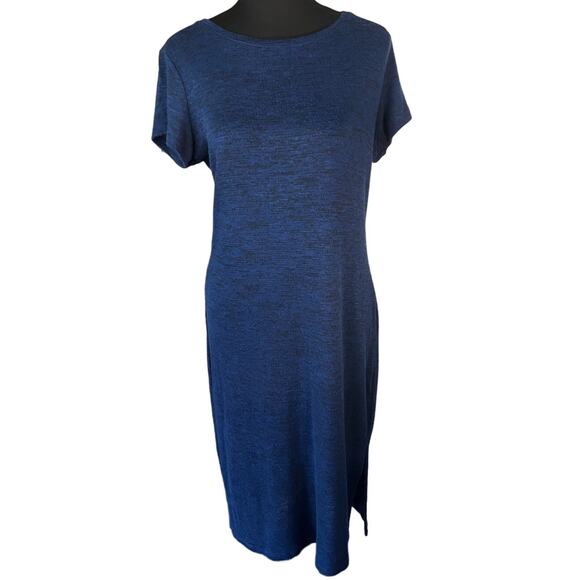 Massimo Blue Knit Short Sleeve Midi Dress, Size M - Picture 1 of 9
